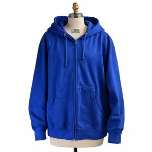 Vintage TEN Activewear Mens XL Heavyweight Zip Hoodie Royal Blue Hooded Jacket